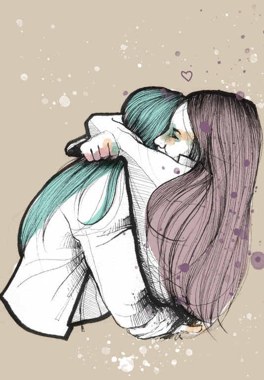 Hug with a woman